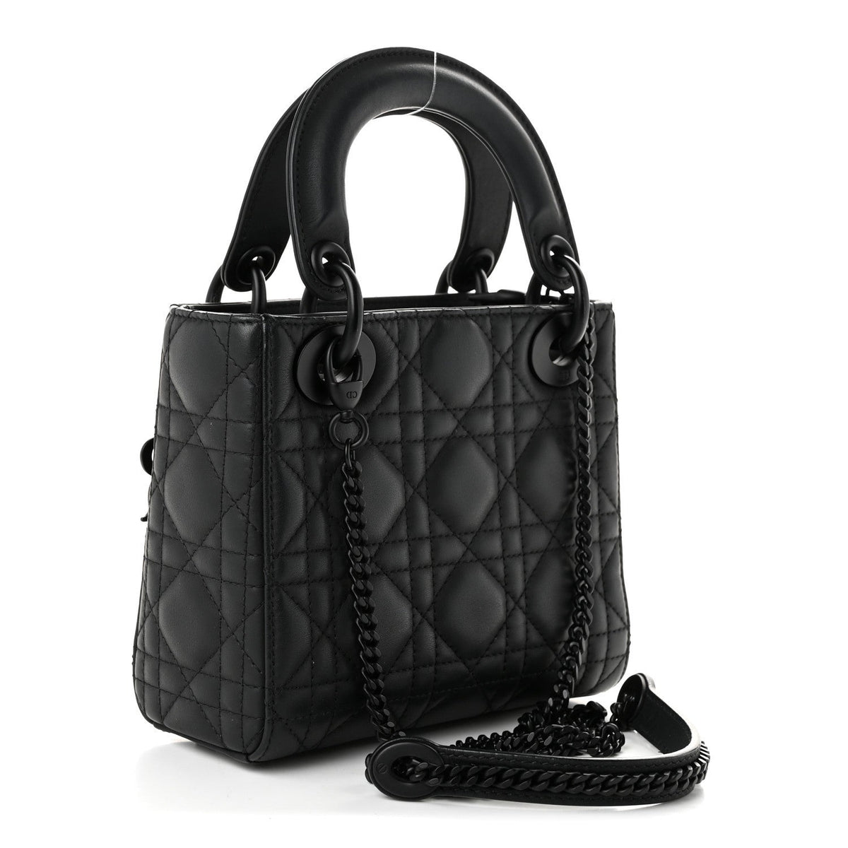 Ultra Matte Calfskin Cannage Mini Lady Dior Black