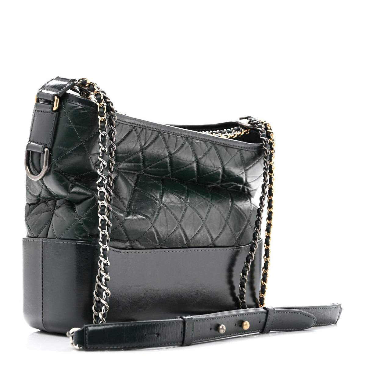 Aged Calfskin Quilted Medium Gabrielle Hobo Green