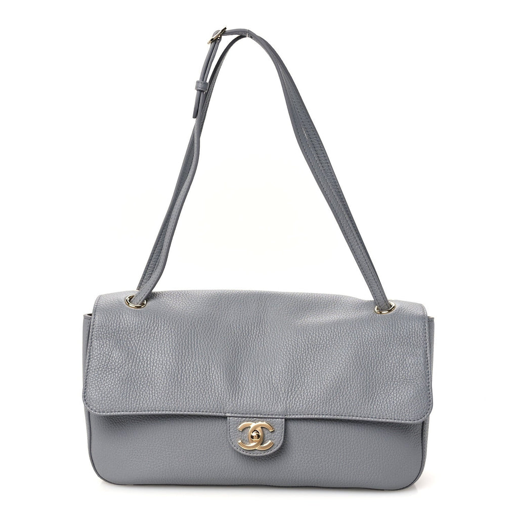 Grained Calfskin Small Souplissimo Maxi Flap Gray
