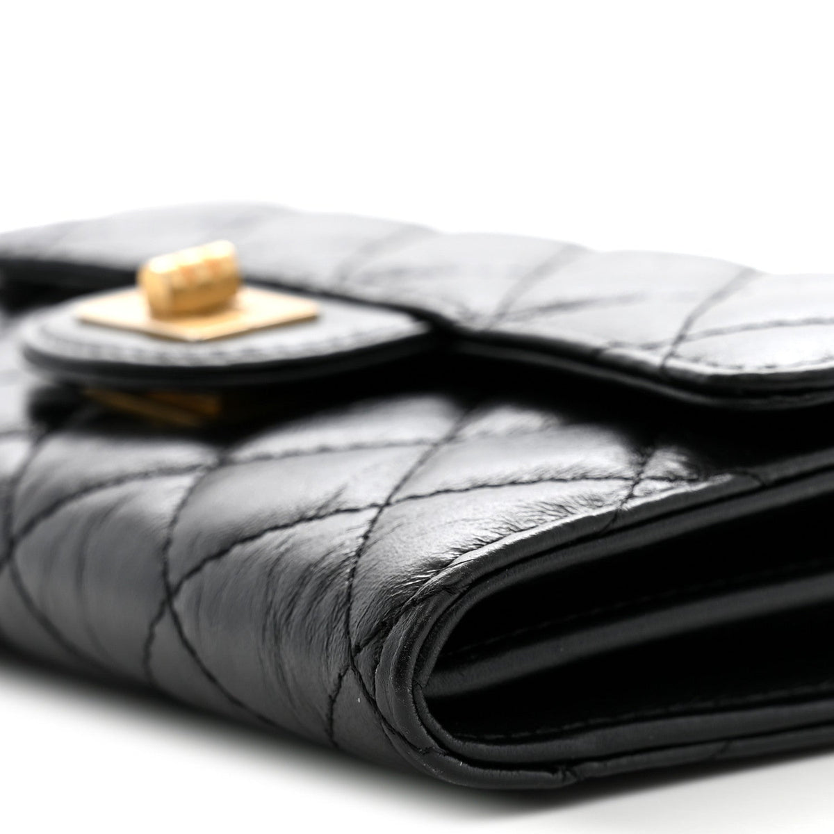 Aged Calfskin Quilted 2.55 Reissue Clutch With Chain Black