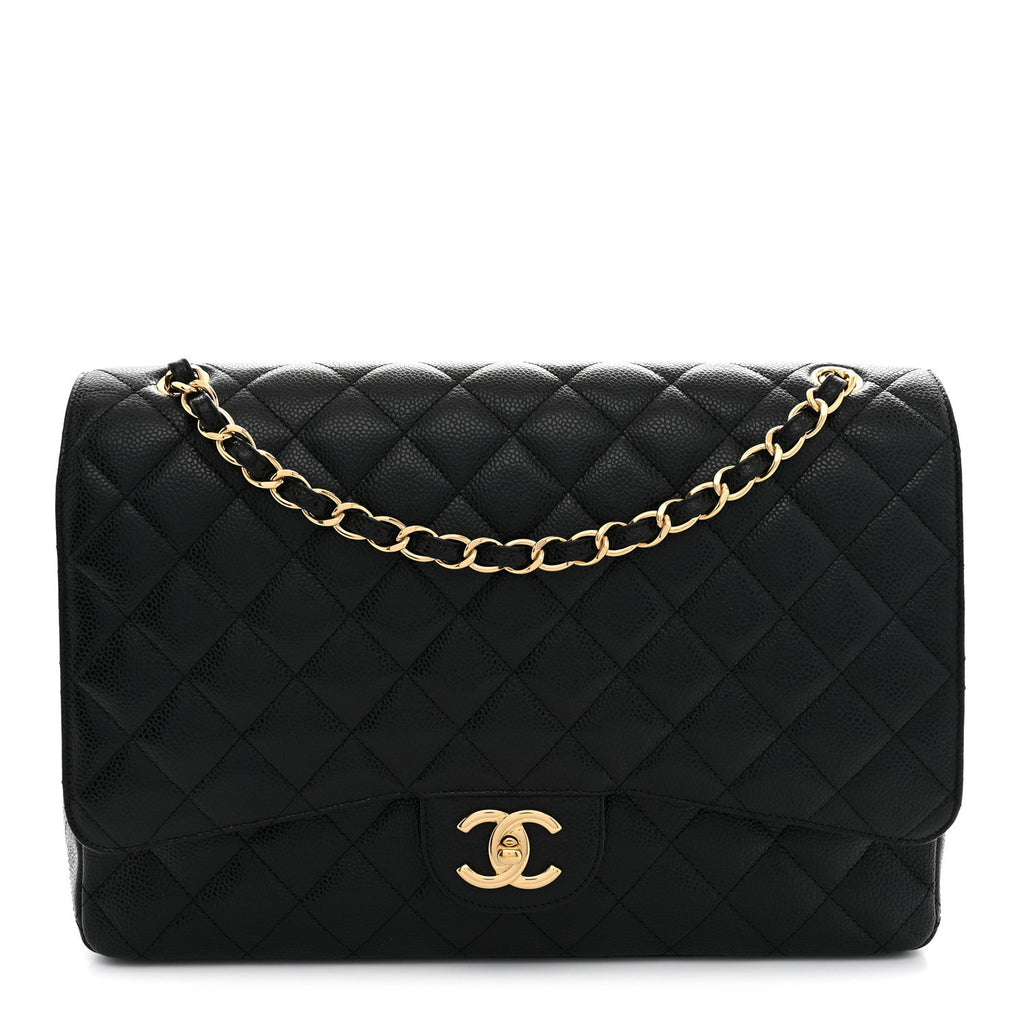 Caviar Quilted Maxi Double Flap Black
