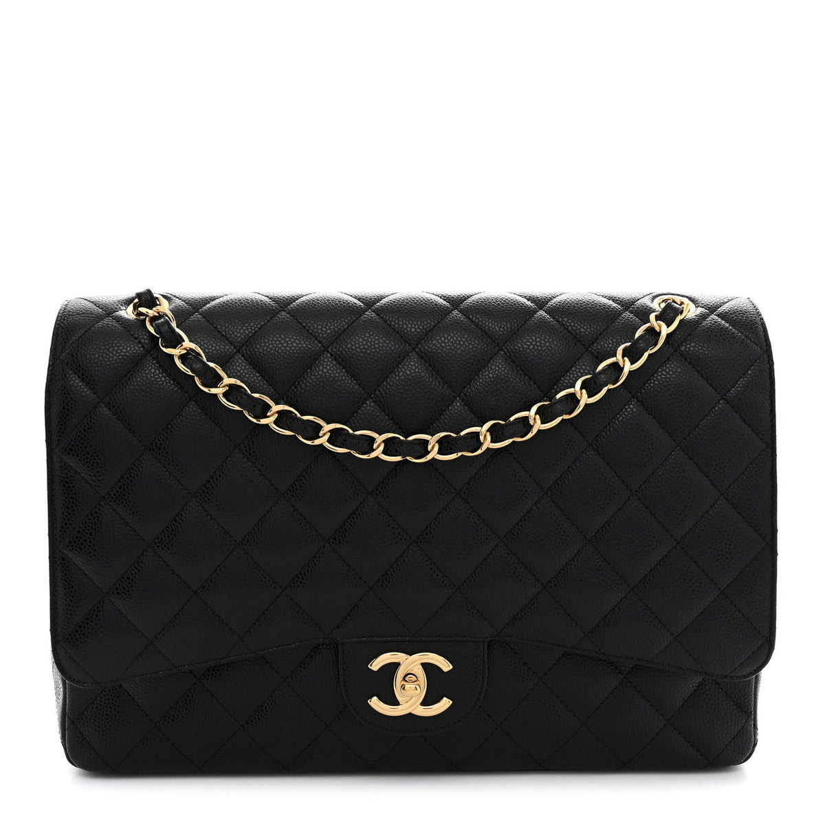 Caviar Quilted Maxi Double Flap Black