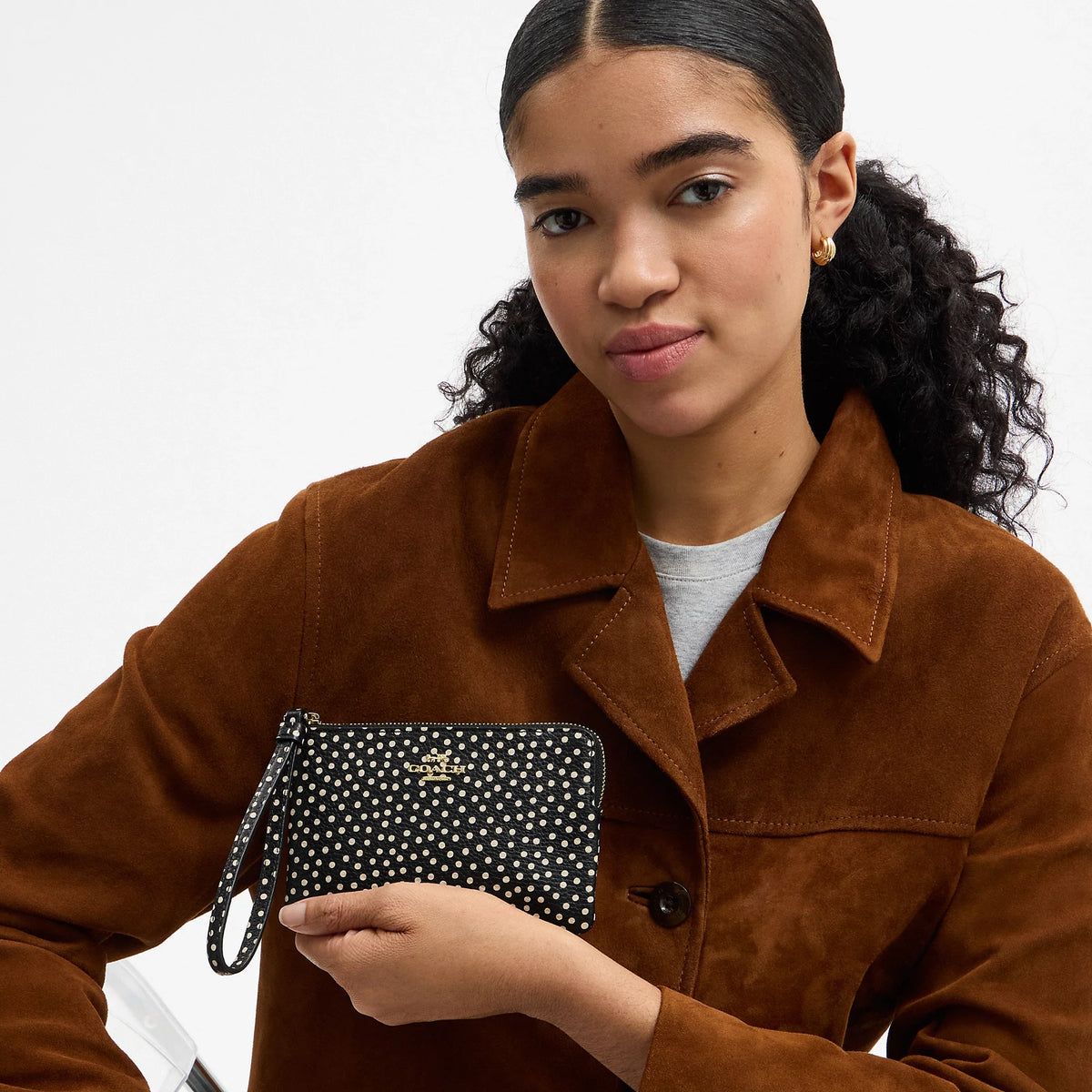 Coach Outlet Corner Zip Wristlet With Spot Print