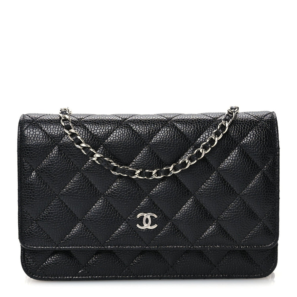 Caviar Quilted Wallet on Chain WOC Black