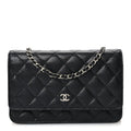Caviar Quilted Wallet on Chain WOC Black