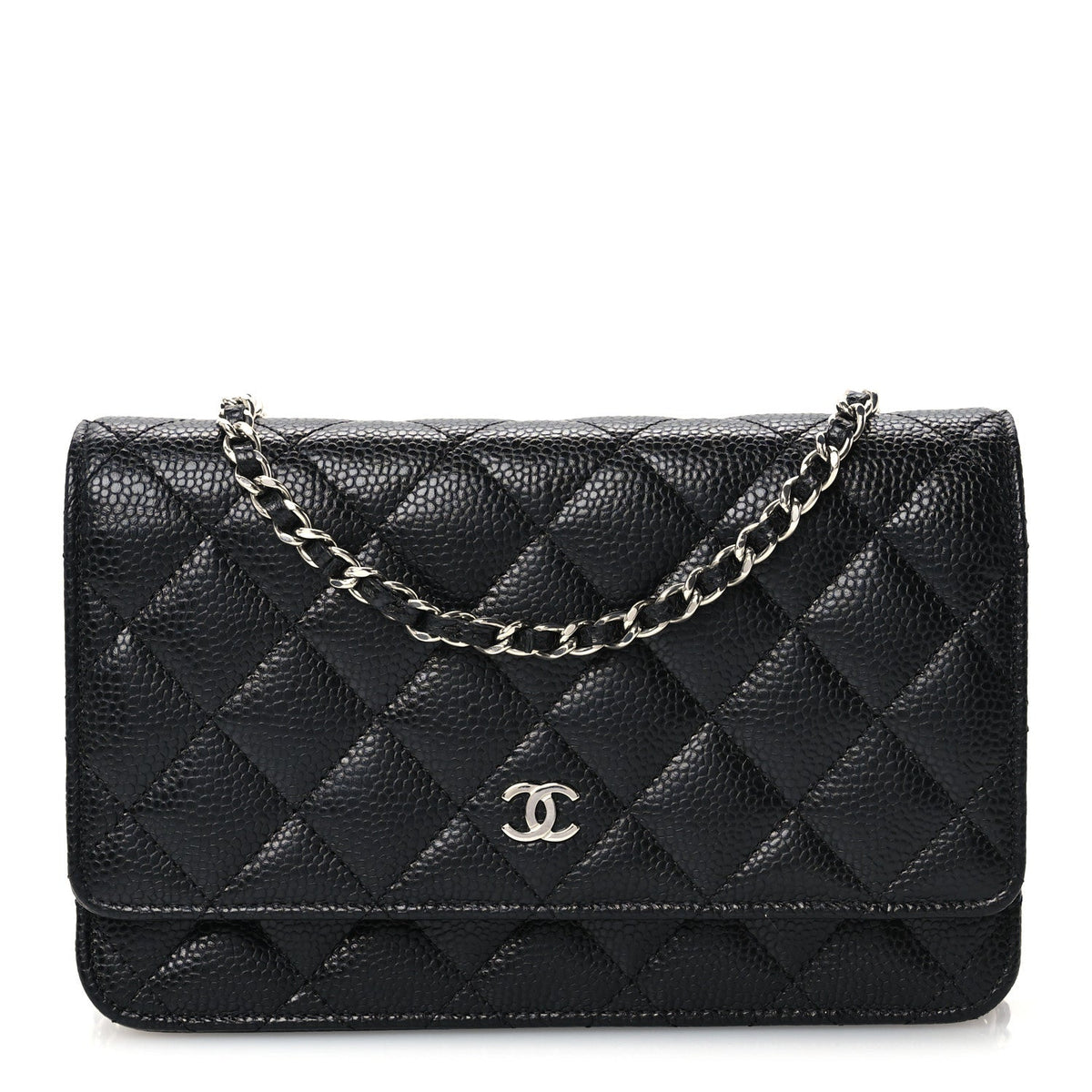 Caviar Quilted Wallet on Chain WOC Black
