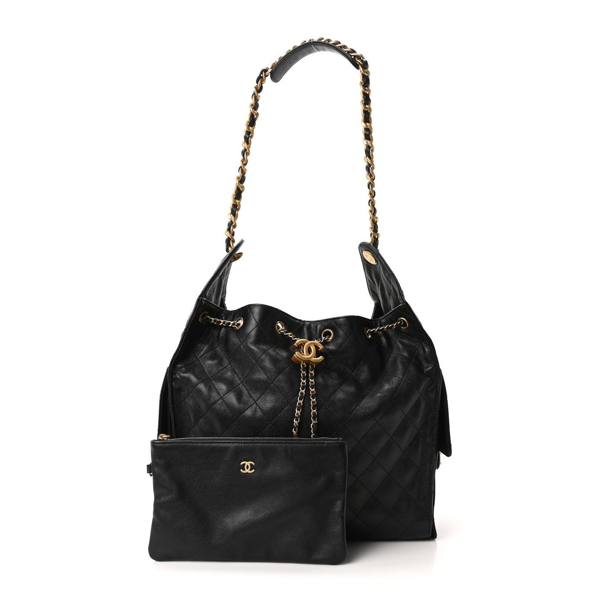 Caviar Quilted Medium Chanel 25 Handbag Black