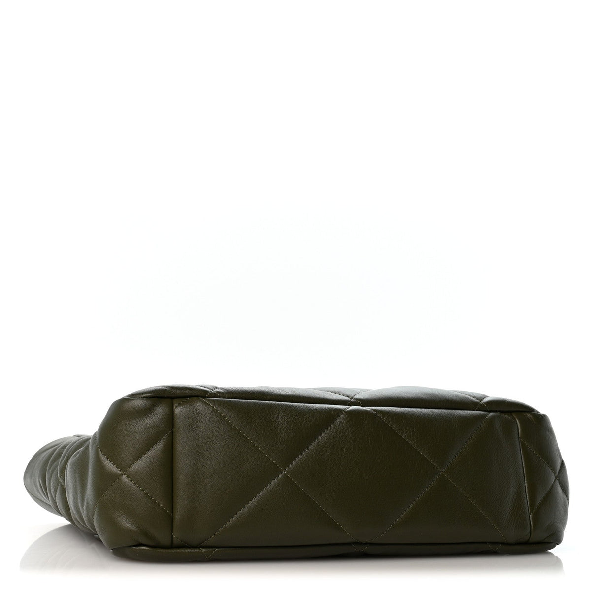Lambskin Quilted Chanel 19 East West Shopping Bag Dark Green