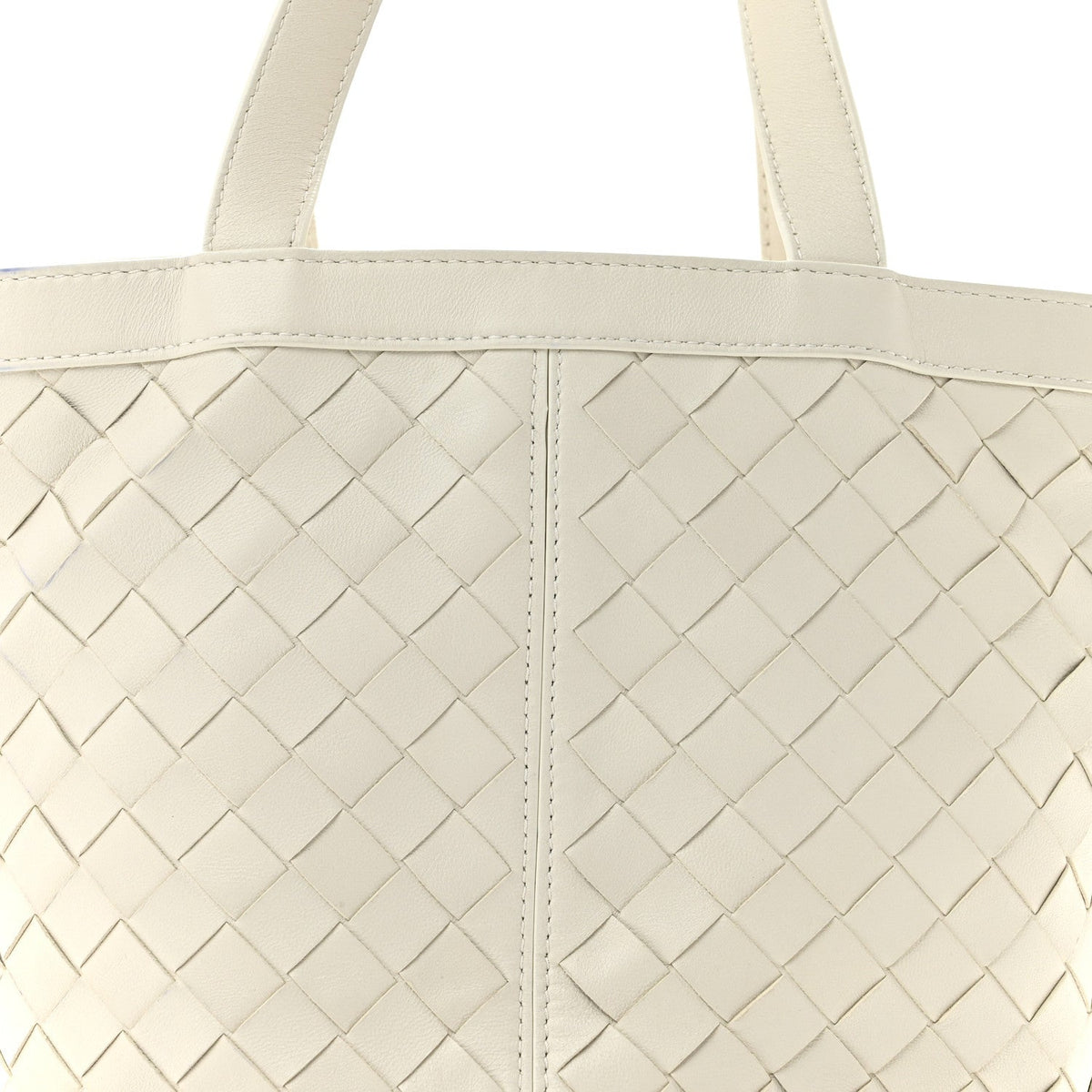 Nappa Intrecciato Small Flip Flap Tote Chalk