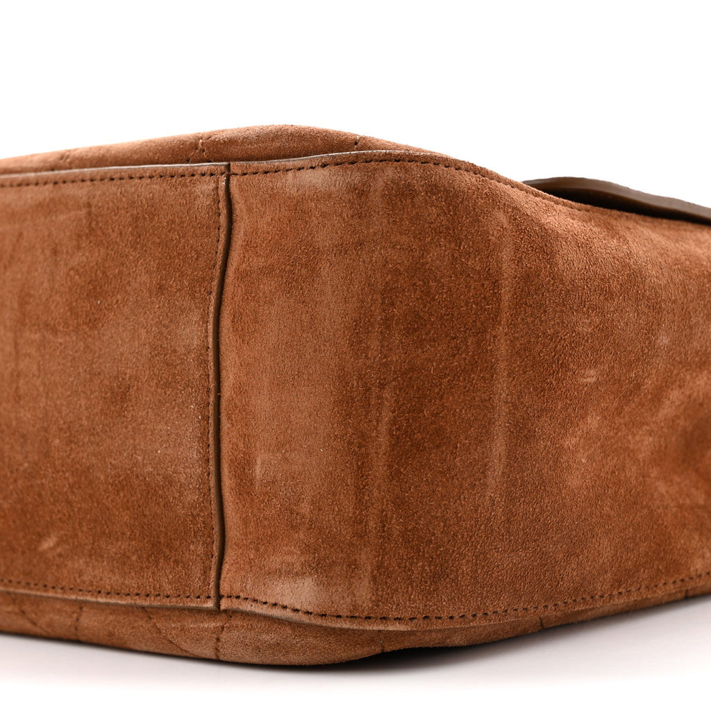 Suede Calfskin Small Souplissimo Maxi Flap Camel