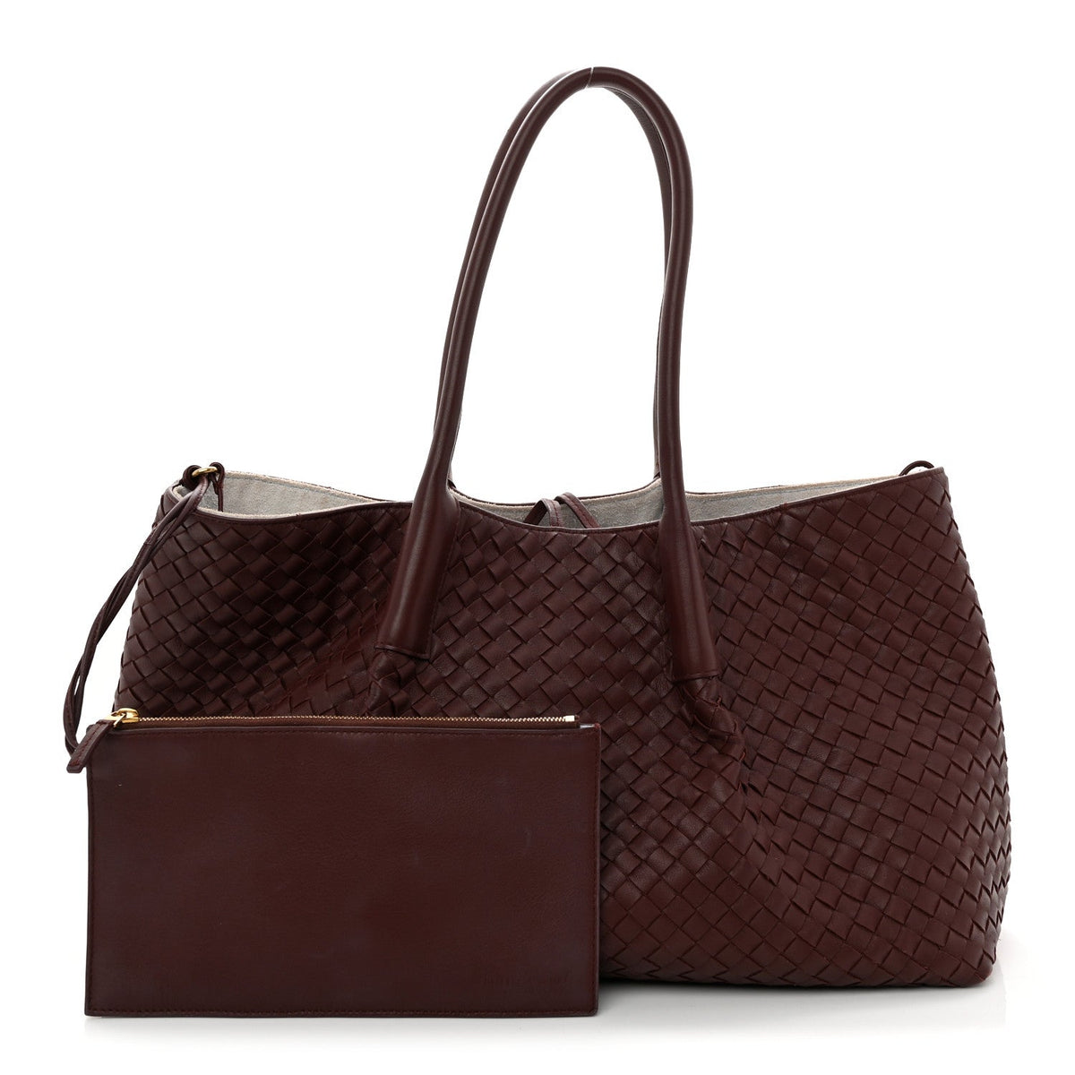 Calfskin Intrecciato Pinacoteca Reversible Tote Madder Brown Lunar