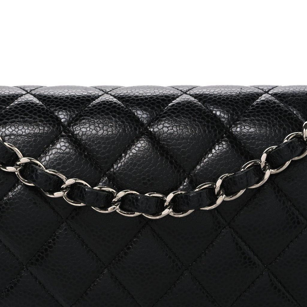 Caviar Quilted Small Double Flap Black