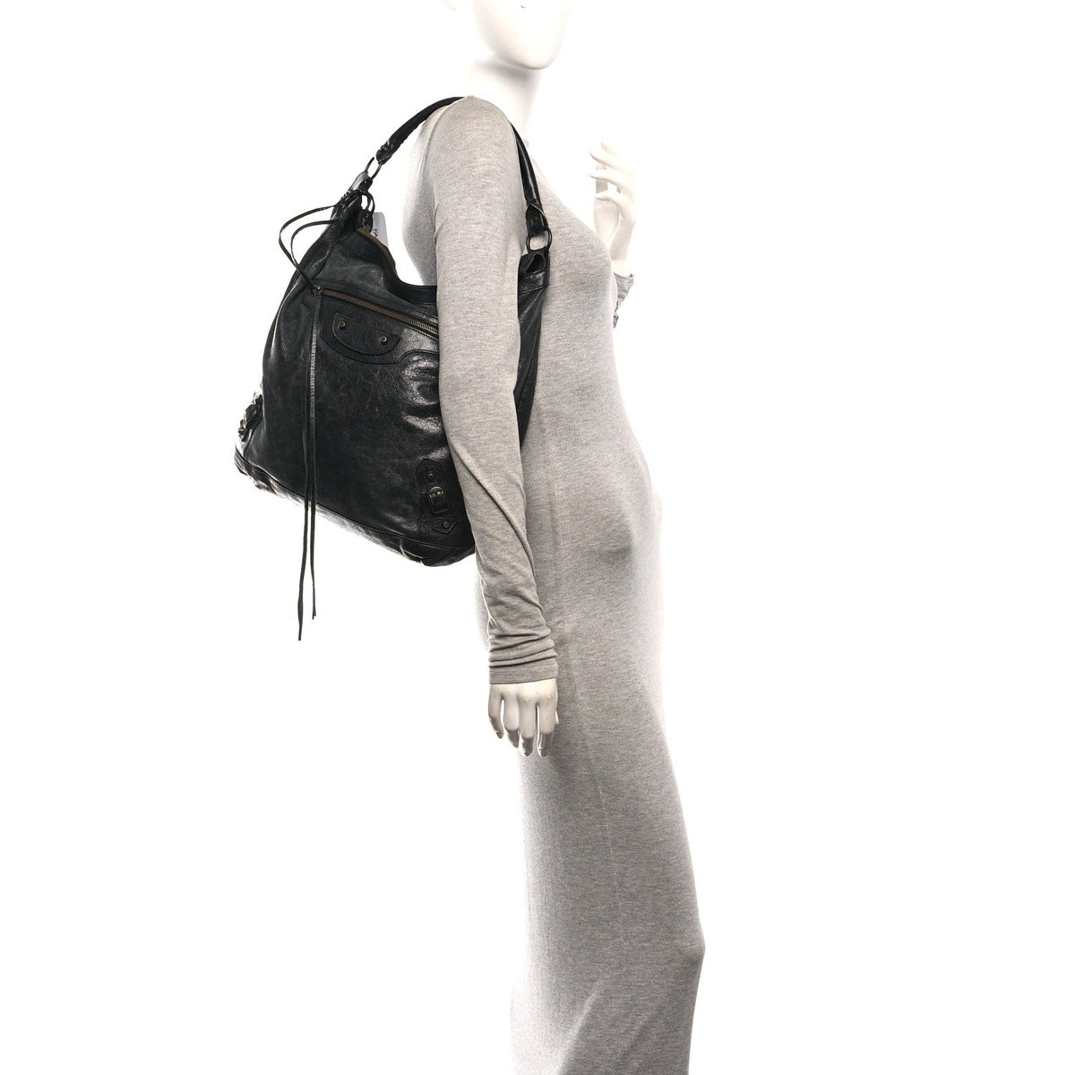 Agneau Classic Hardware Day Hobo Black