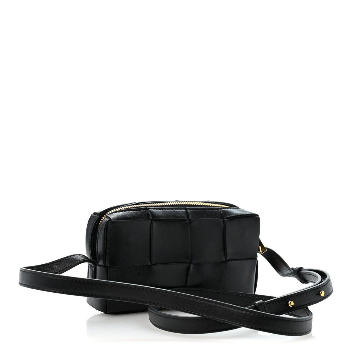 Lambskin Maxi Intreccio Cassette Phone Pouch Crossbody Bag Black
