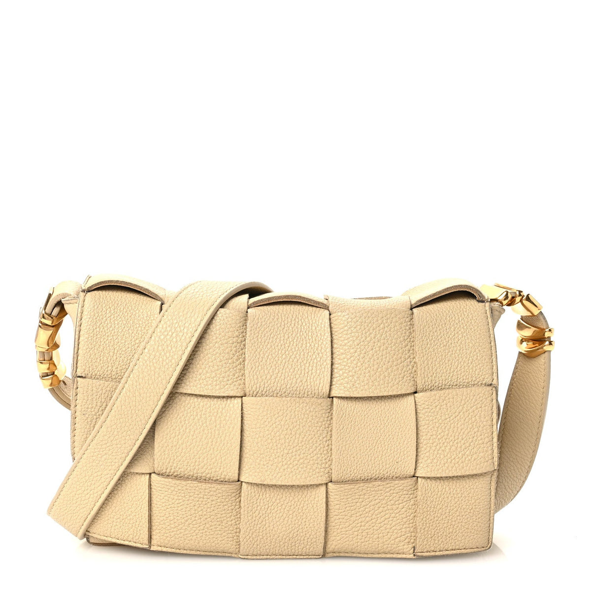 Grained Calfskin Maxi Intrecciato Cassette Crossbody Bag Porridge