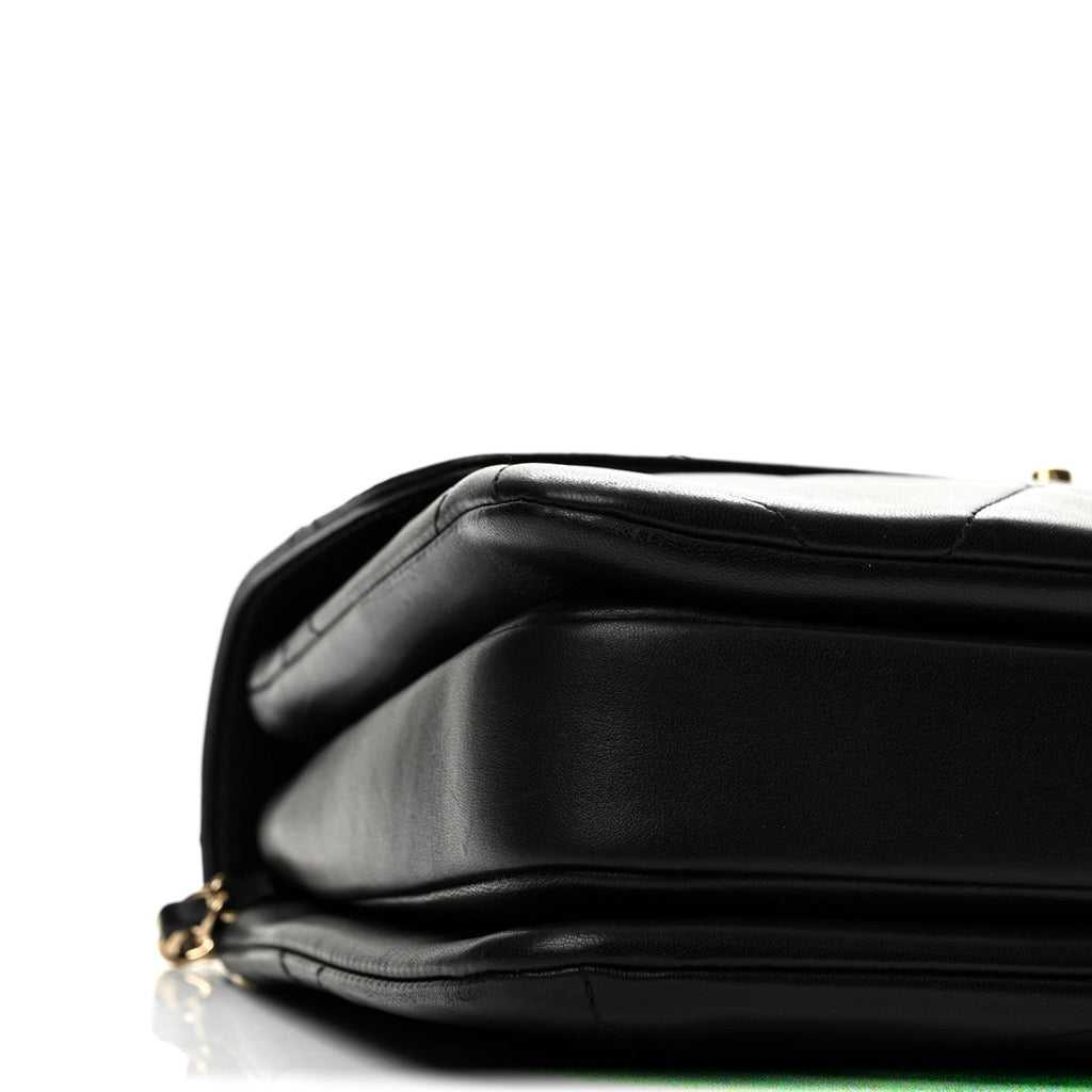 Lambskin Quilted Medium Trendy CC Flap Dual Handle Bag Black