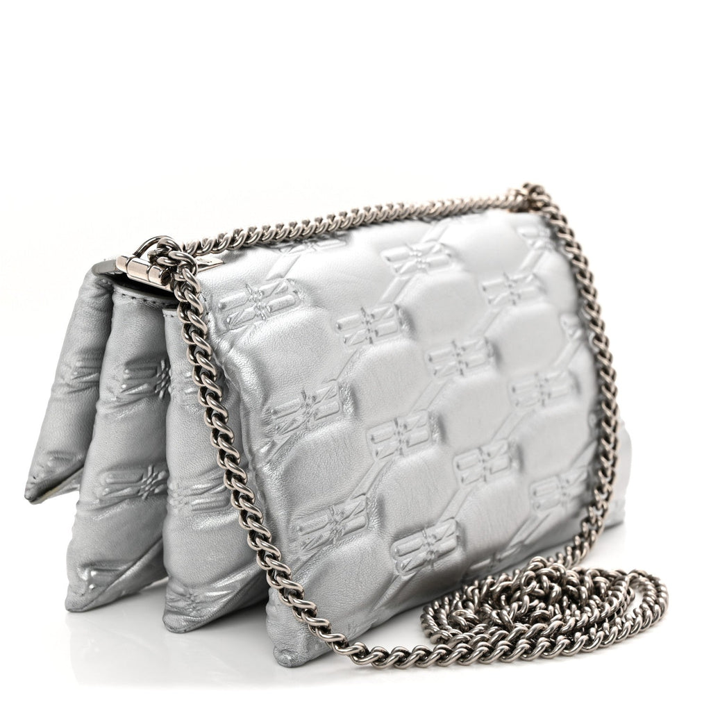 Nappa Allover License BB Monogram Embossed Small Triplet Bag Silver