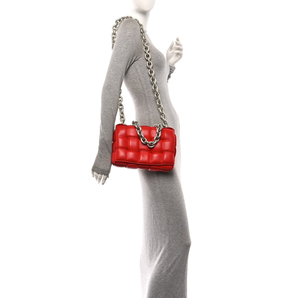 Lambskin Maxi Intreccio Padded Chain Cassette Crossbody Bag Nail Polish