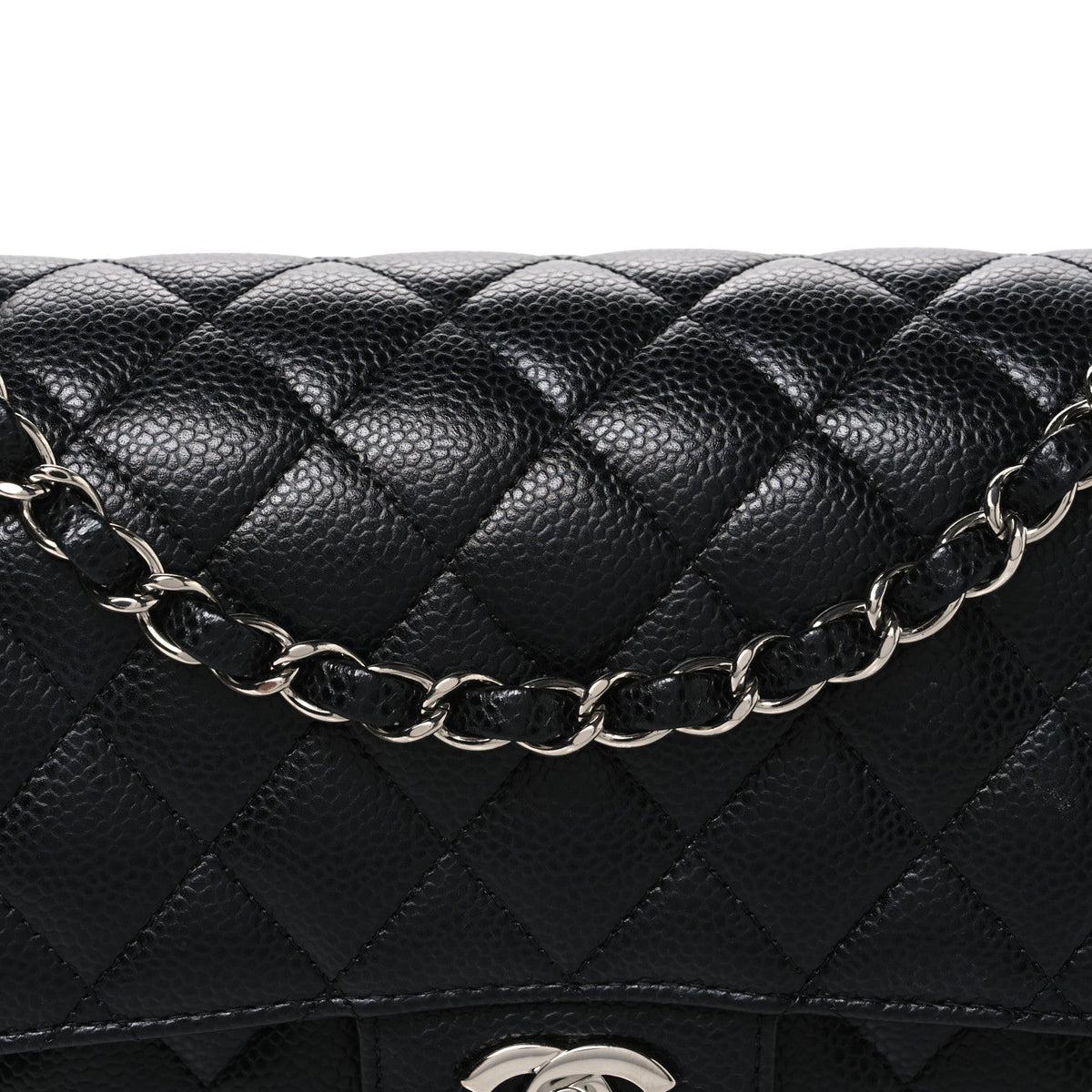 Caviar Quilted Medium Double Flap Black