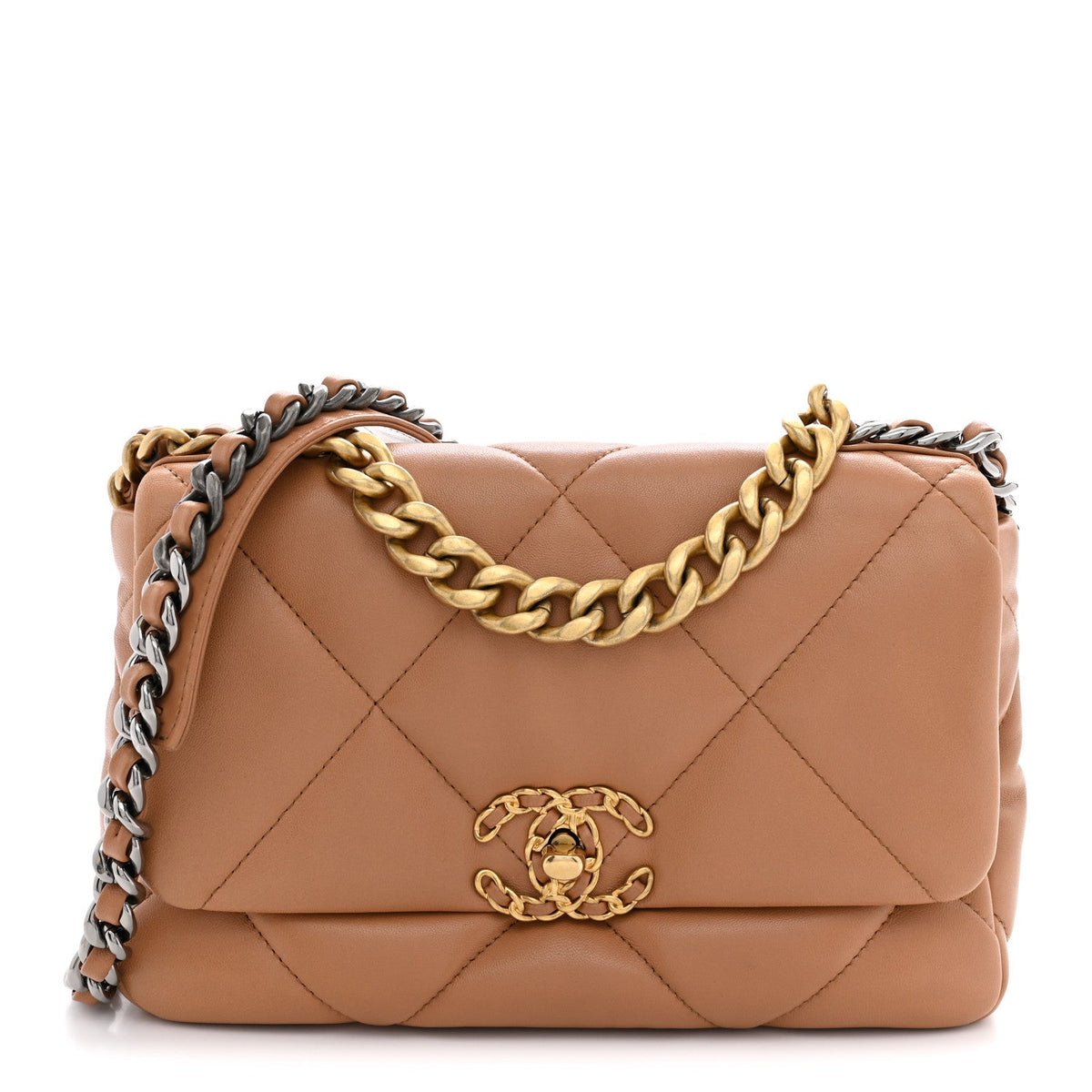 Lambskin Quilted Medium Chanel 19 Flap Brown