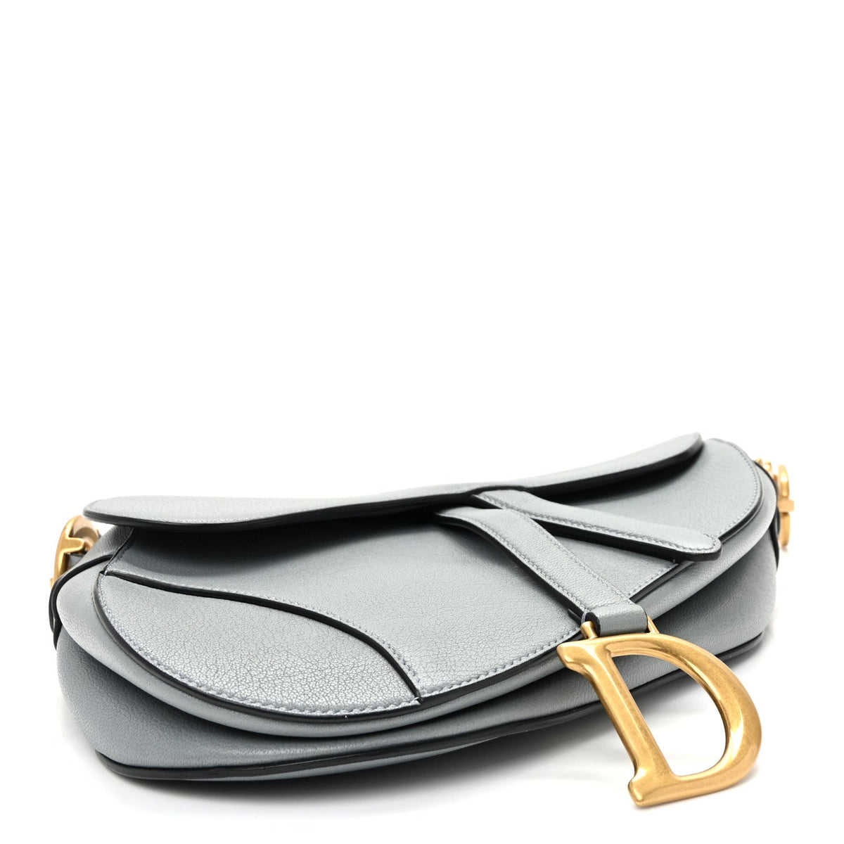 Shiny Goatskin Saddle Bag Cloud Blue