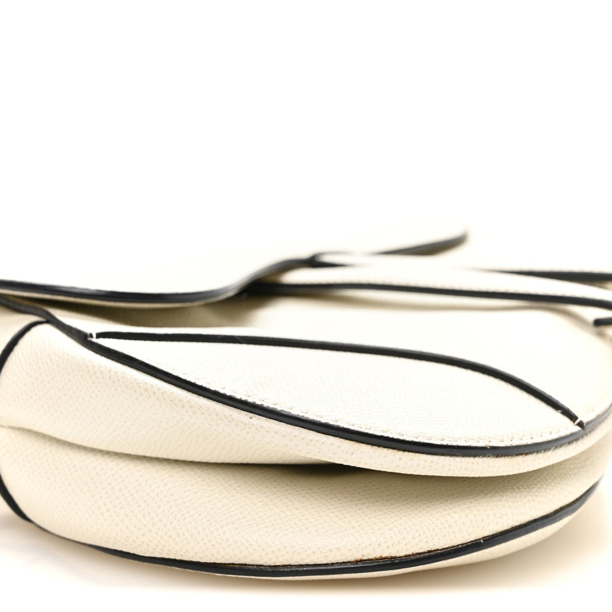 Grained Calfskin Saddle Bag White