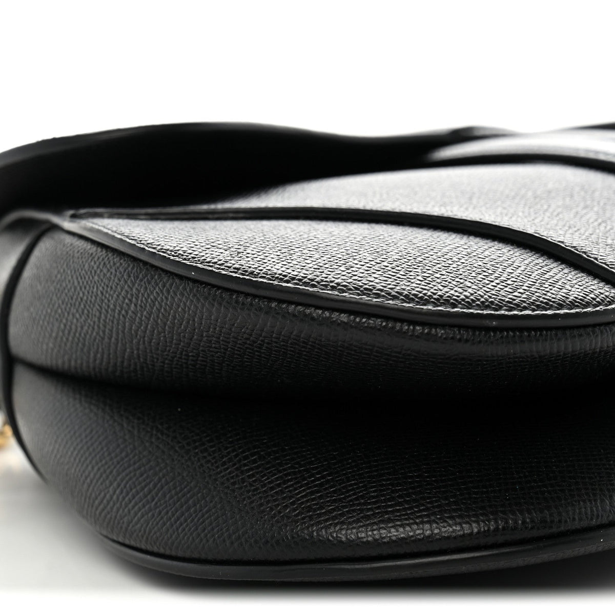 Grained Calfskin Saddle Bag With Strap Black