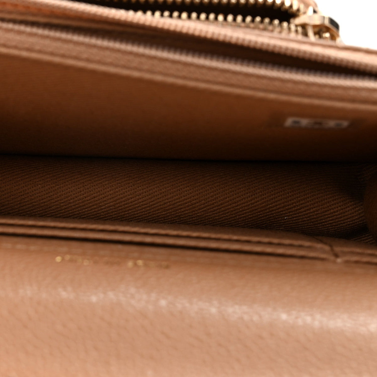 Caviar Quilted Business Affinity Clutch With Chain Flap Dark Beige