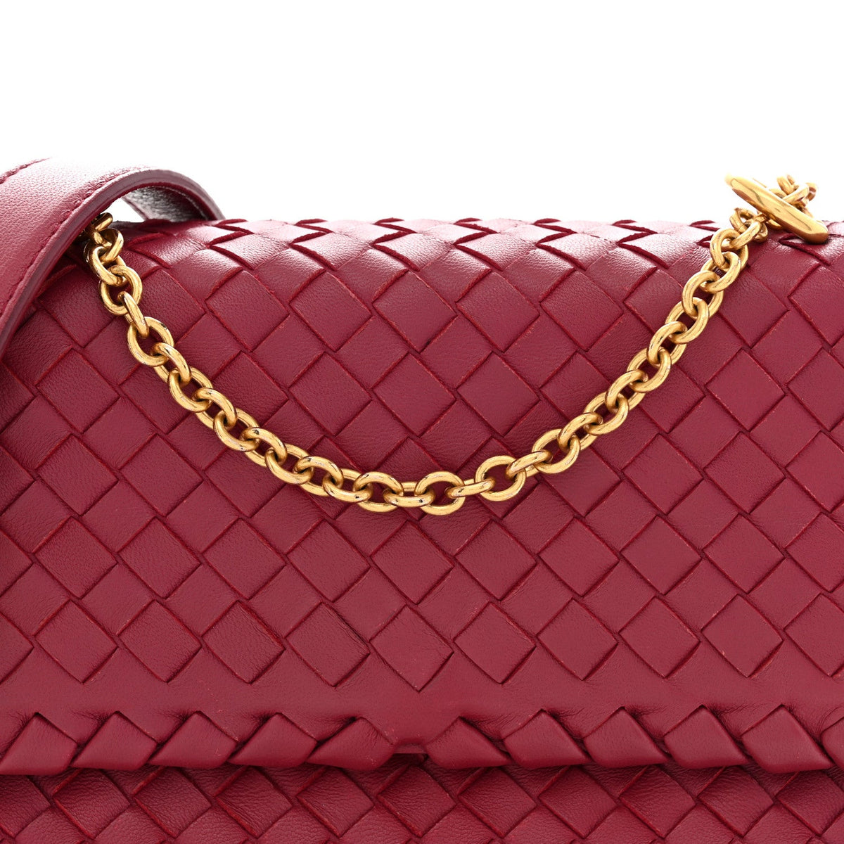 Nappa Intrecciato Baby Olimpia Shoulder Bag China Red
