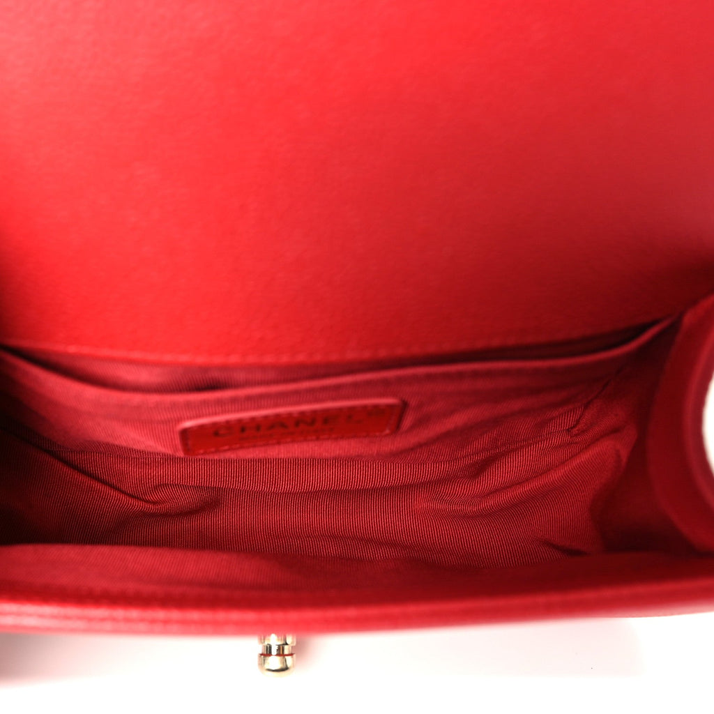 Caviar Quilted Small Boy Flap Red