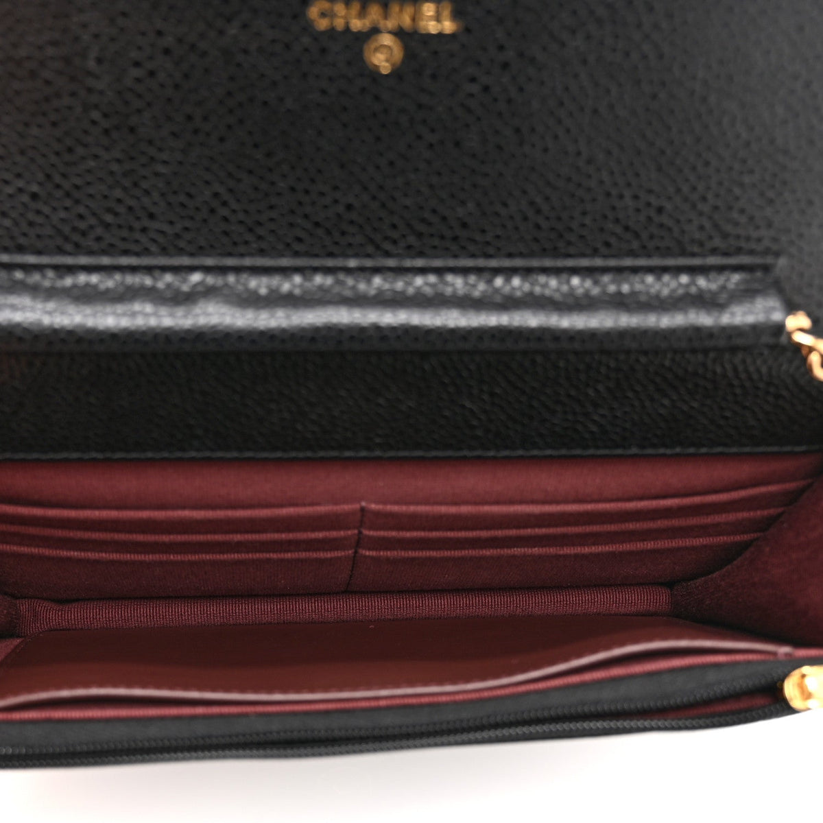 Caviar Quilted Wallet on Chain WOC Black