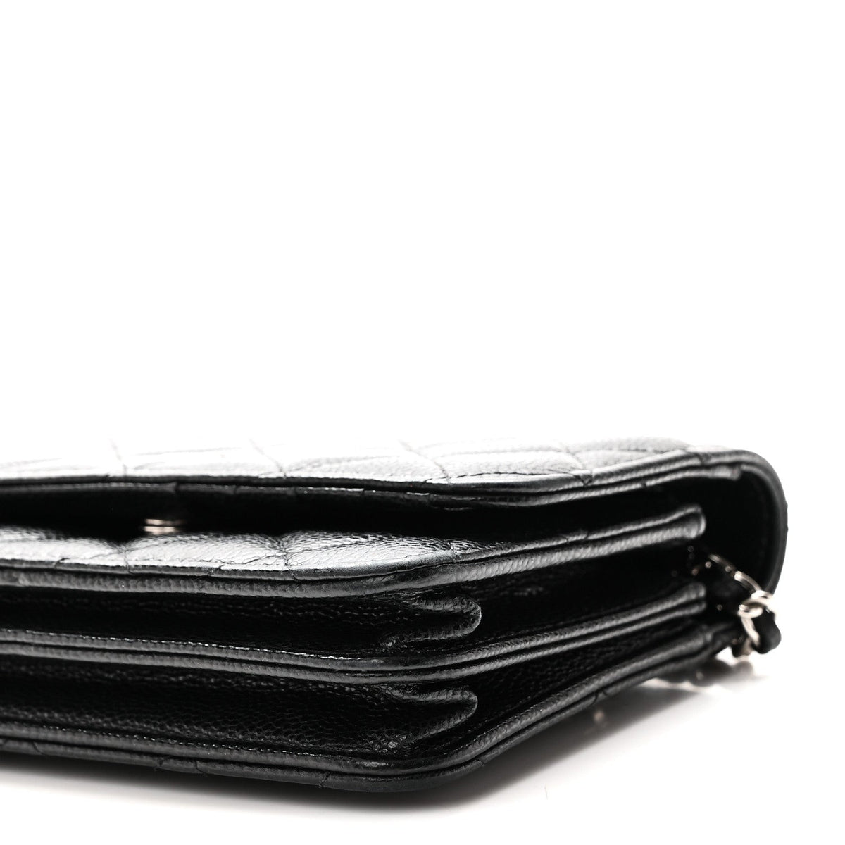 Caviar Quilted Mini Wallet On Chain WOC Black