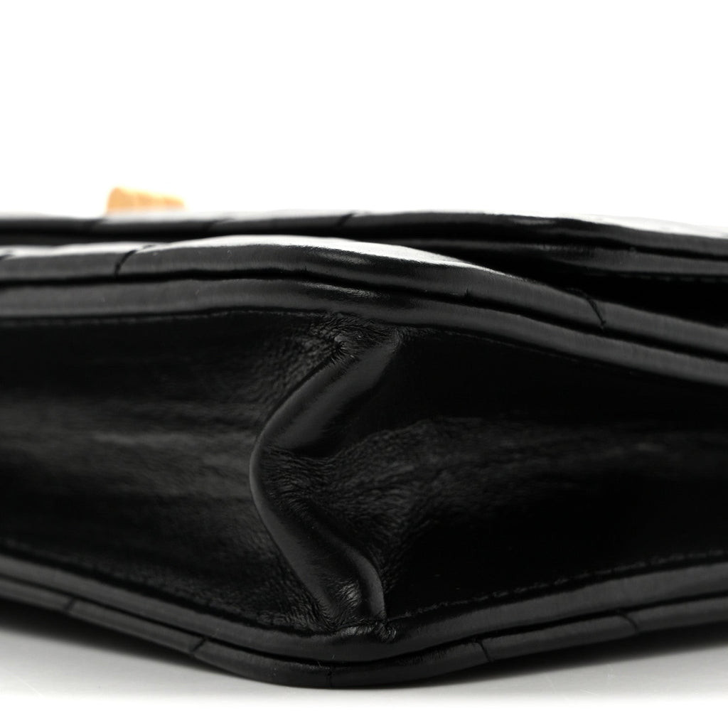 Aged Calfskin Chevron Quilted Reissue Wallet On Chain WOC Black