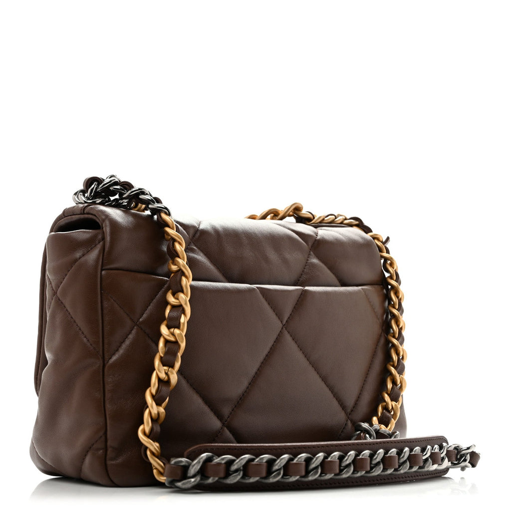 Lambskin Quilted Medium Chanel 19 Flap Dark Brown