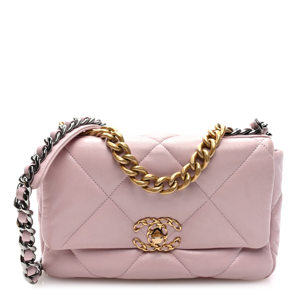 Lambskin Quilted Medium Chanel 19 Flap Light Pink
