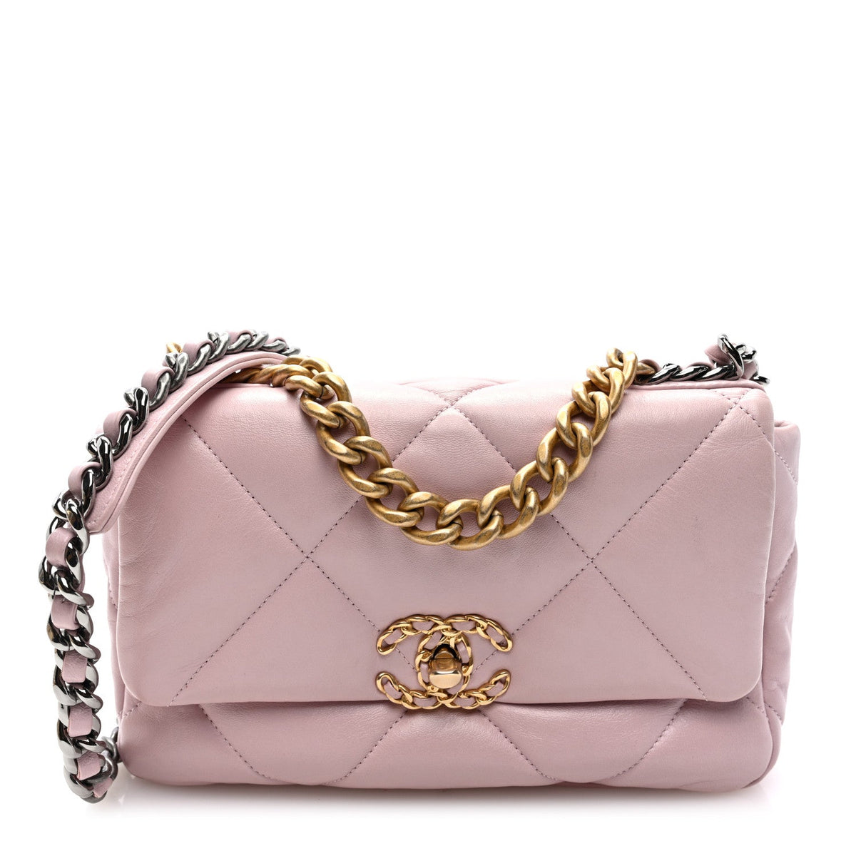 Lambskin Quilted Medium Chanel 19 Flap Light Pink