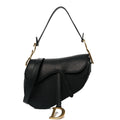 Grained Calfskin Saddle Bag With Strap Black