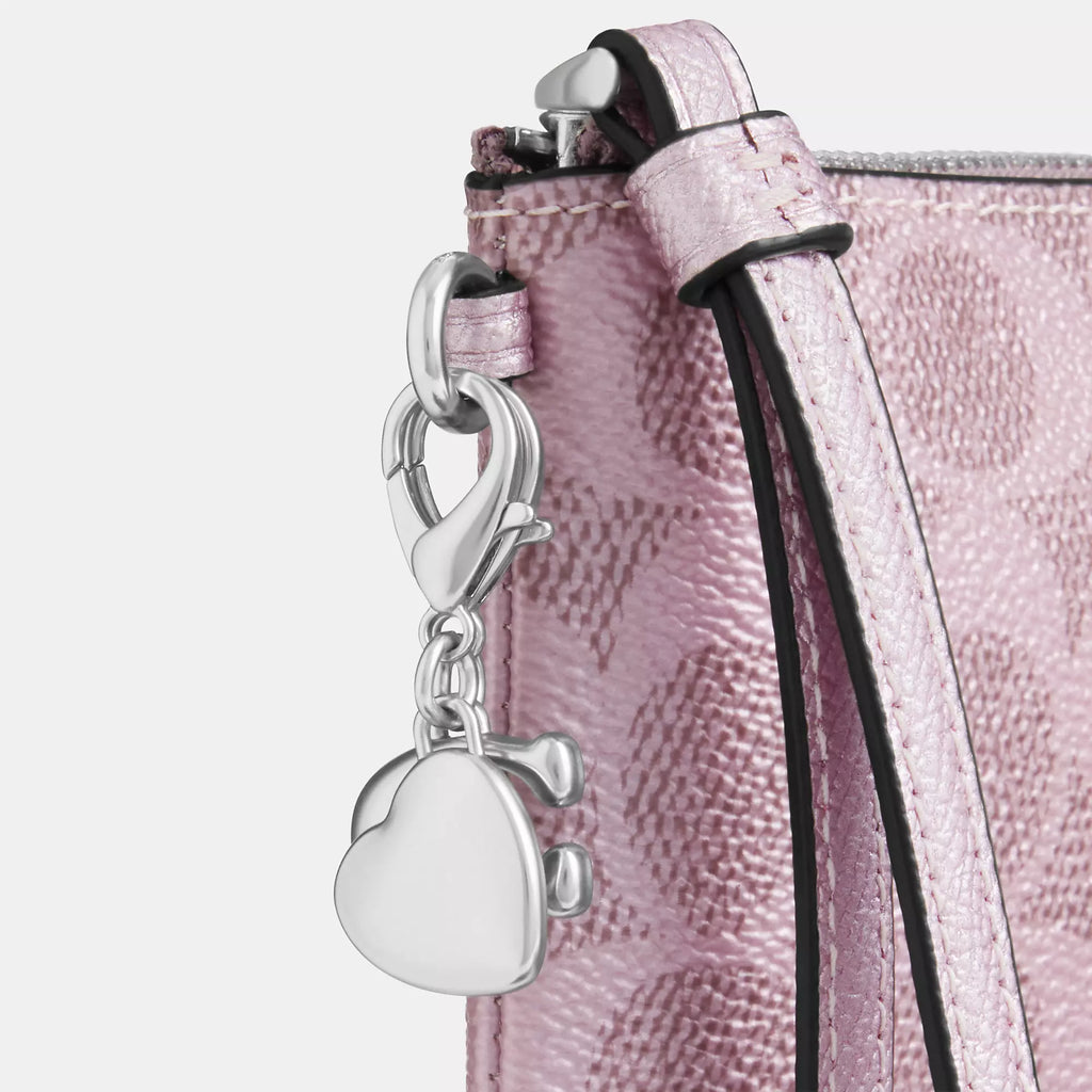 Coach Outlet Boxed Corner Zip Wristlet In Signature Canvas With Charms