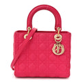 Lambskin Cannage Medium Lady Dior Fuchsia