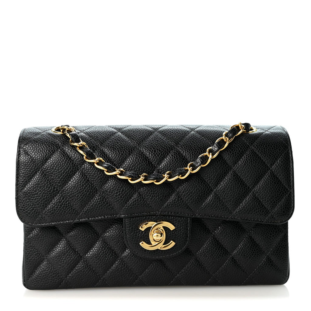 Caviar Quilted Small Double Flap Black