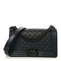Calfskin Quilted Medium Boy Flap So Black