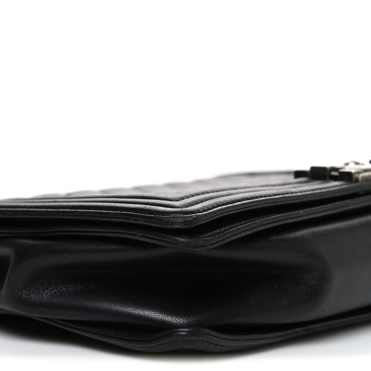 Lambskin Quilted Large Boy Flap Black