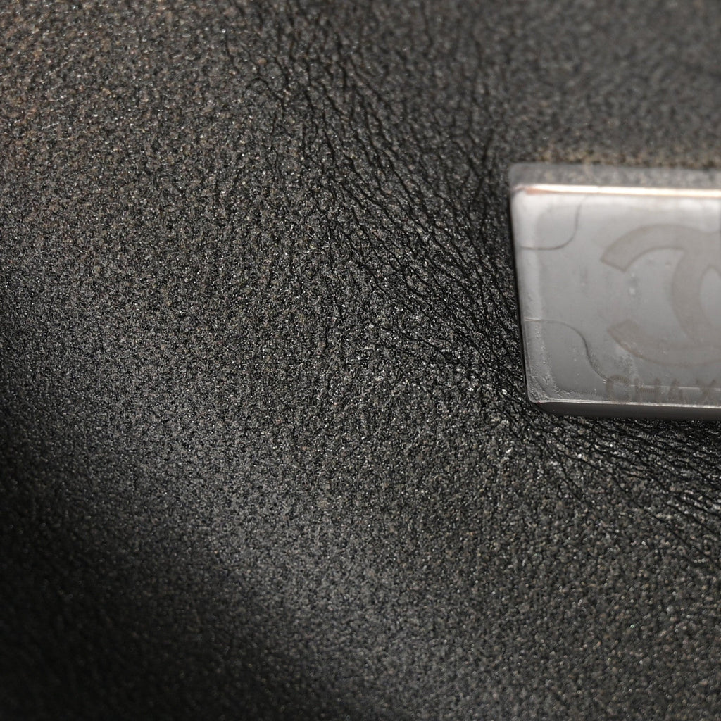 Metallic Calfskin Quilted Medium Double Flap Ruthenium
