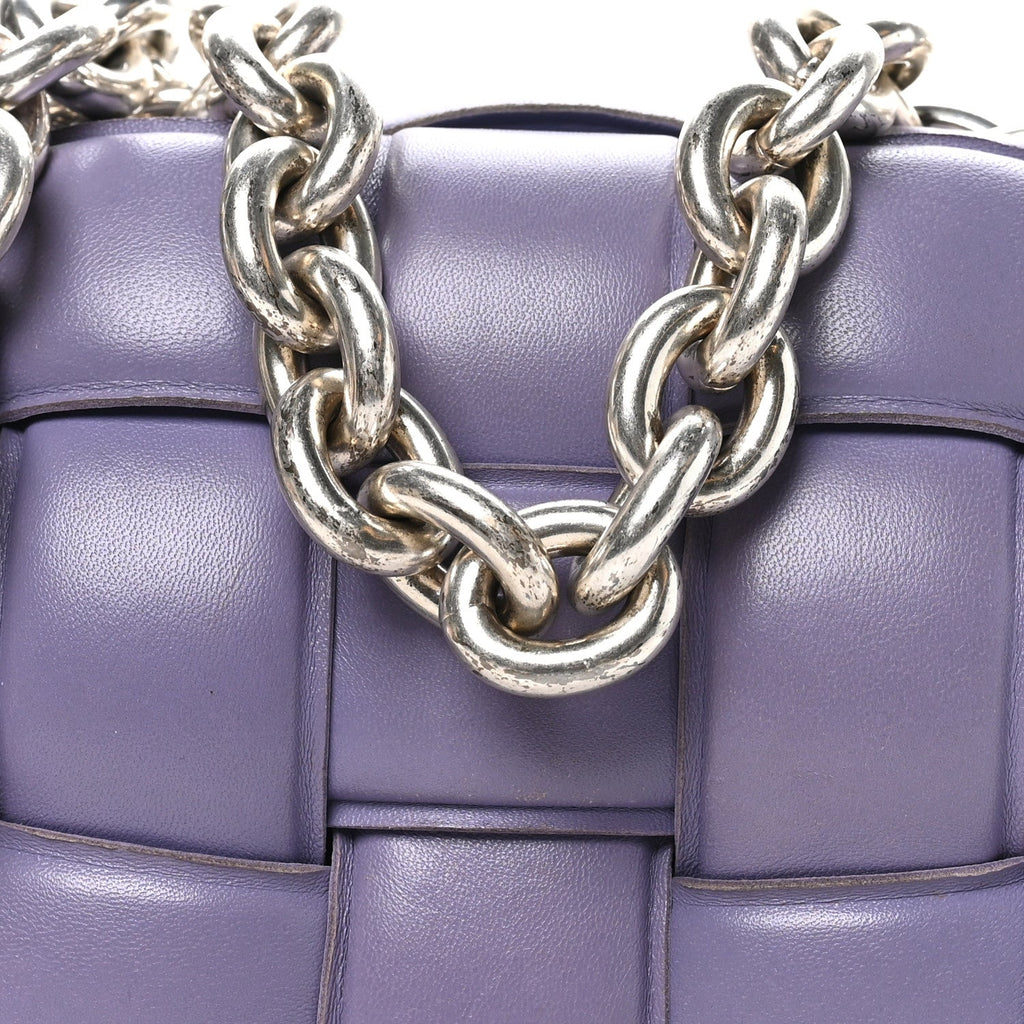 Lambskin Maxi Intreccio Padded Chain Cassette Crossbody Bag Lavender
