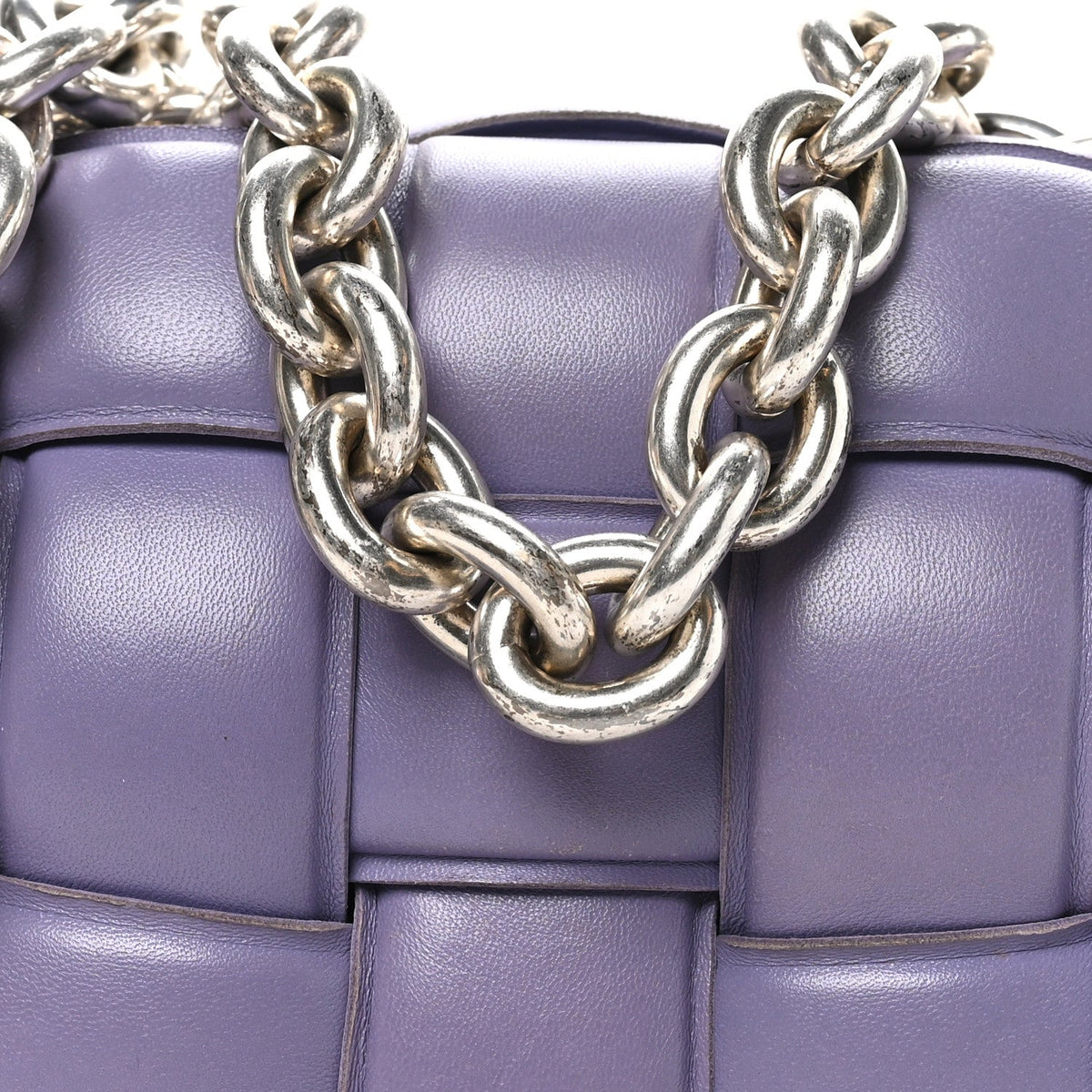 Lambskin Maxi Intreccio Padded Chain Cassette Crossbody Bag Lavender
