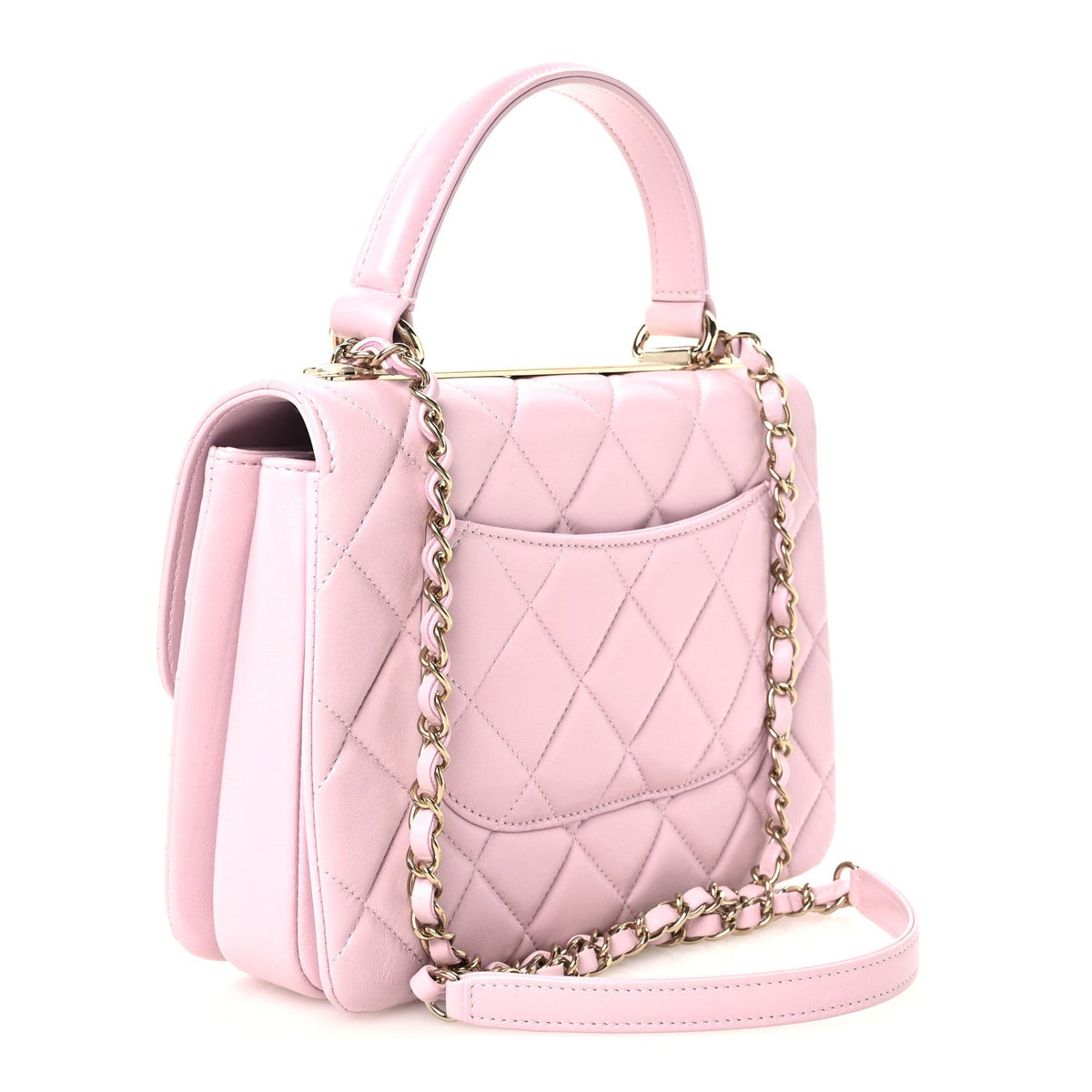 Lambskin Quilted Small Trendy CC Flap Dual Handle Bag Light Pink