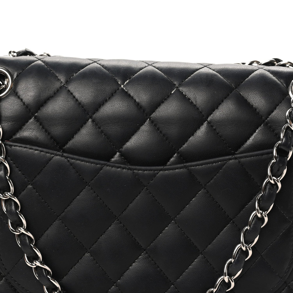 Lambskin Quilted Medium Double Flap Black