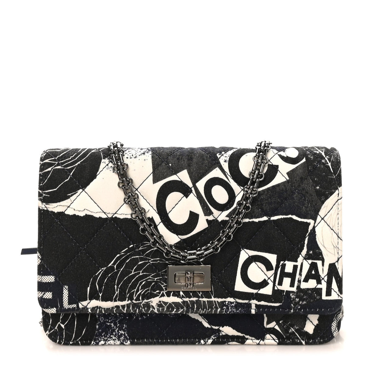 Canvas Printed Quilted 2.55 Reissue Wallet On Chain WOC White Black Navy Blue