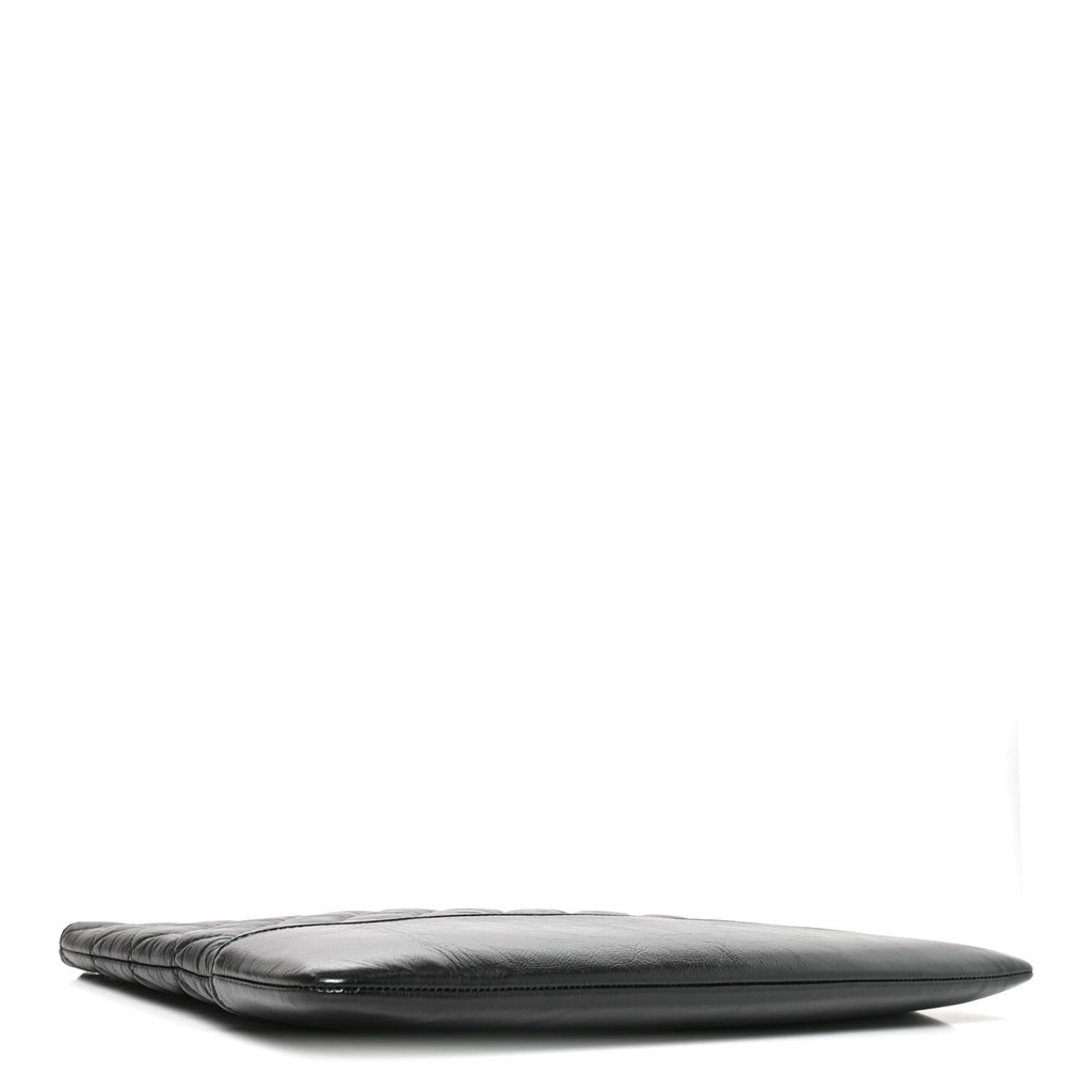 Aged Calfskin Quilted Large Gabrielle Cosmetic Case Black