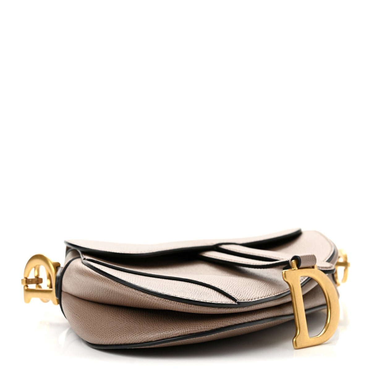 Grained Calfskin Saddle Bag Warm Taupe